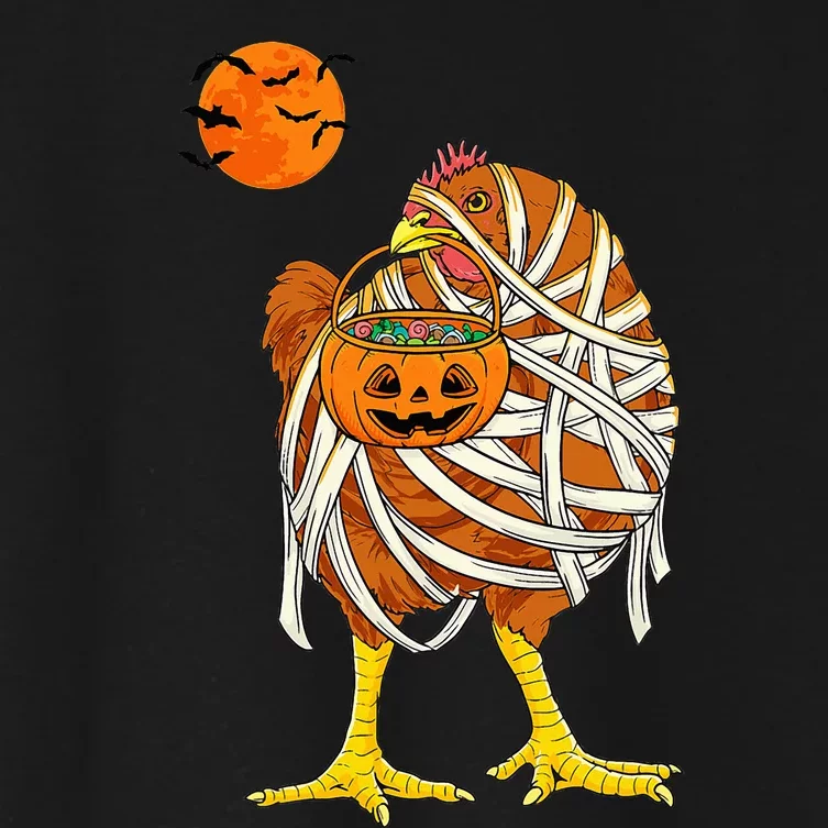 Hilarious Halloween Costume for Farmers Chicken Mummy Women's Crop Top Tee