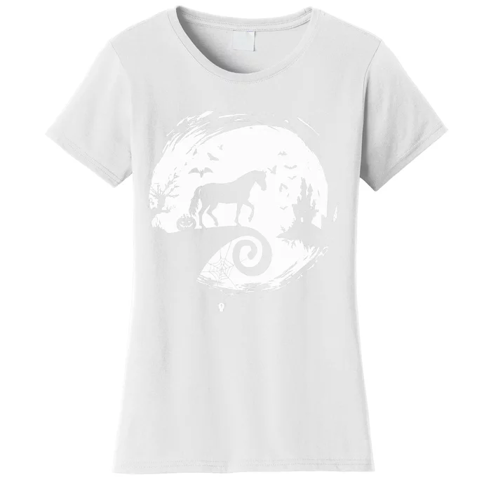 Horse Halloween Costume Moon Silhouette Creepy Horror Women's T-Shirt