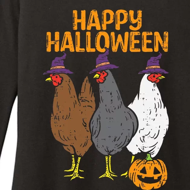 Happy Halloween Chickens Farm Animal Costume Womens CVC Long Sleeve Shirt