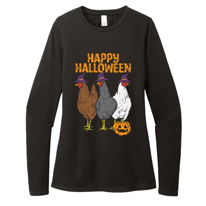 Happy Halloween Chickens Farm Animal Costume Womens CVC Long Sleeve Shirt