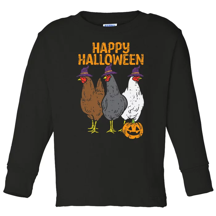 Happy Halloween Chickens Farm Animal Costume Toddler Long Sleeve Shirt