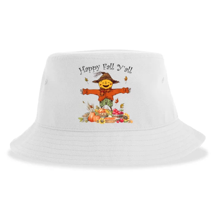 Happy Hallothanksmas Coffee Halloween Thanksgiving Christmas Sustainable Bucket Hat