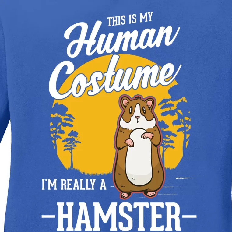 Hamster Hu Costume Halloween Hamster Funny Gift Ladies Long Sleeve Shirt