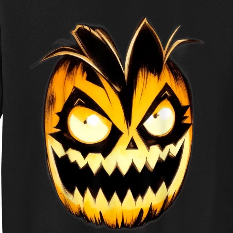 Happy Halloween Costume Scary Pumpkin Face Girls Tall Sweatshirt