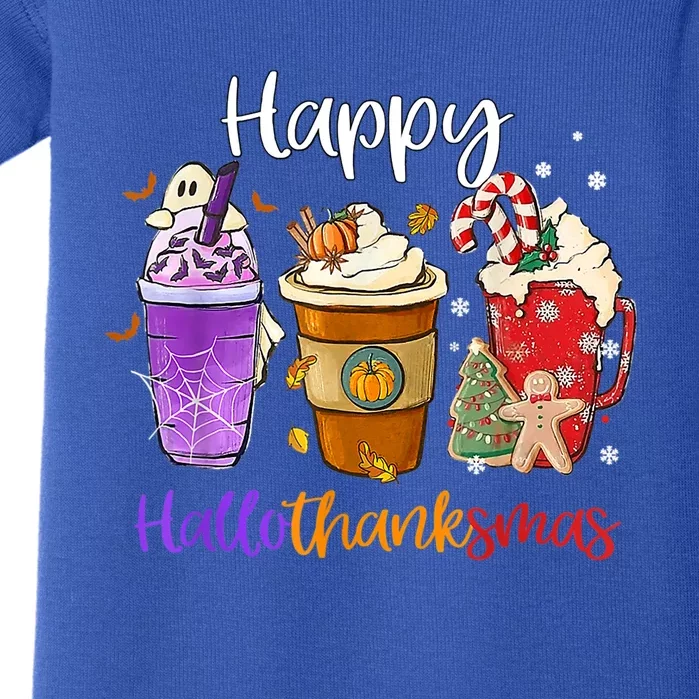 Happy Hallothanksmas Coffee Latte Halloween Thanksgiving Gift Baby Bodysuit