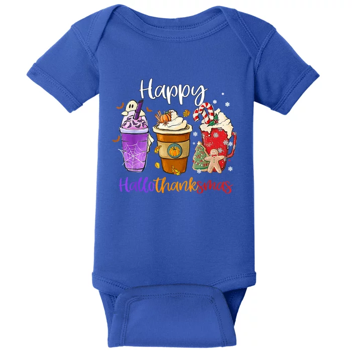 Happy Hallothanksmas Coffee Latte Halloween Thanksgiving Gift Baby Bodysuit