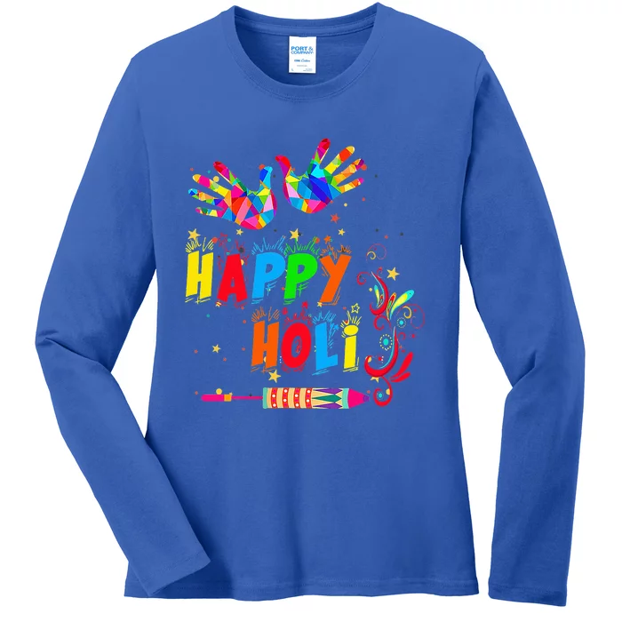 Happy Holi Color India Hindu Gift Ladies Long Sleeve Shirt