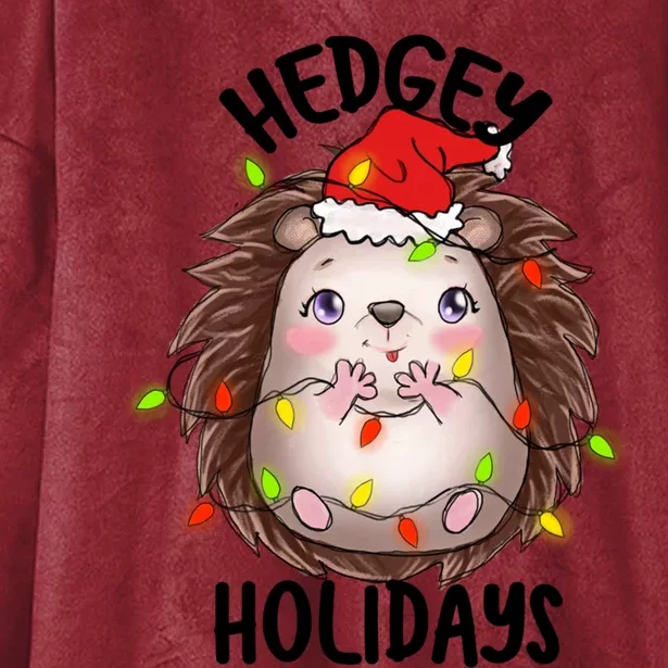 Hedgy Holiday Cute Adorable Hedgehog Christmas Funny Pun Cute Gift Hooded Wearable Blanket