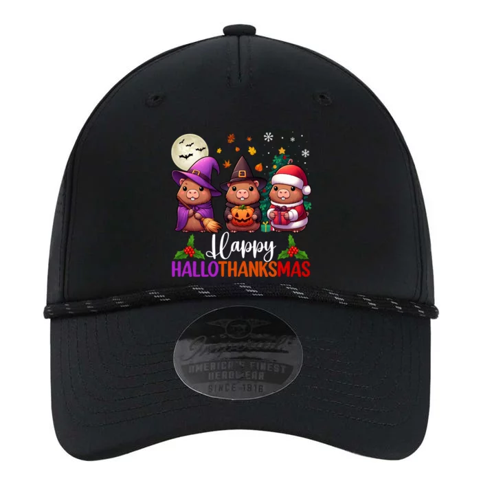 Happy Hallothanksmas Capybara Lover Halloween Fall Christmas Gift Performance The Dyno Cap