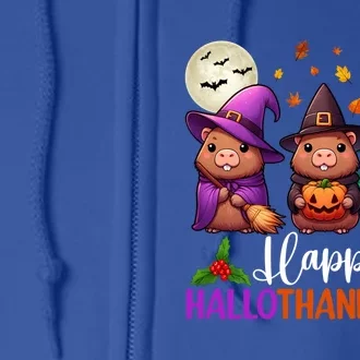 Happy Hallothanksmas Capybara Lover Halloween Fall Christmas Gift Full Zip Hoodie