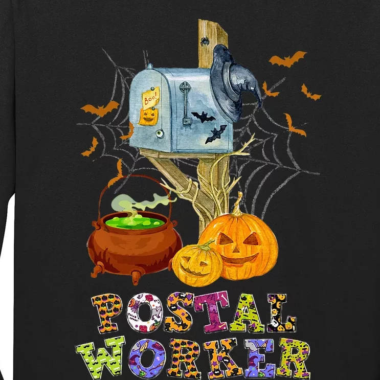 Hilarious Halloween Costume Postal Worker Pumpkins Spider Long Sleeve Shirt