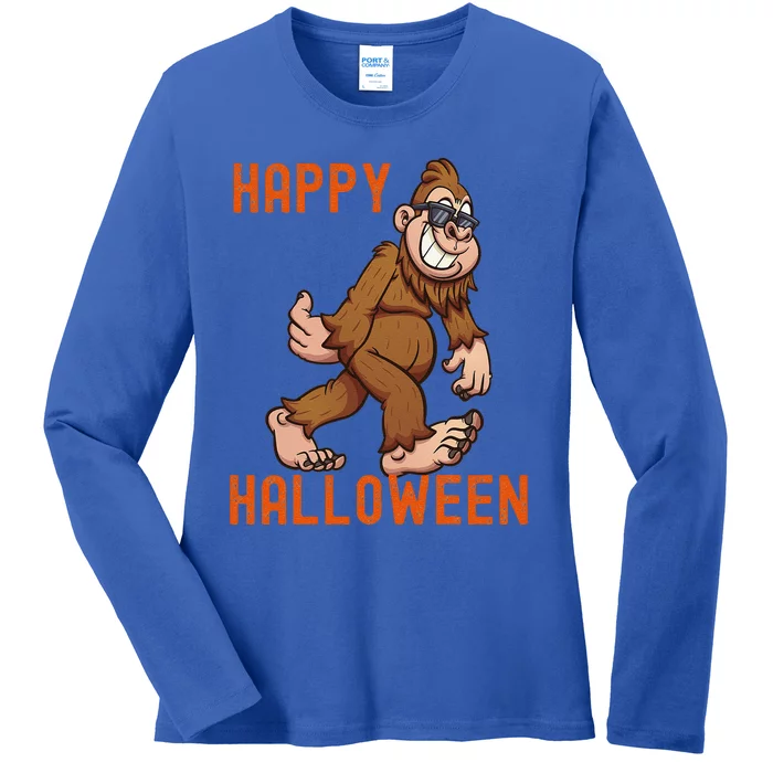 Happy Halloween Cute Scary Bigfoot Sasquatch Costume Tee Ladies Long Sleeve Shirt