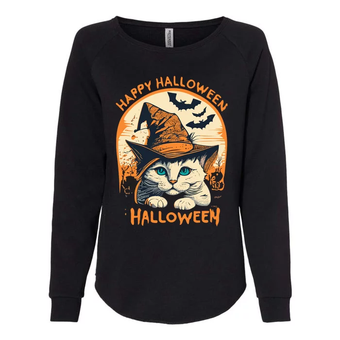 Happy Halloween Cat Womens California Wash Sweatshirt