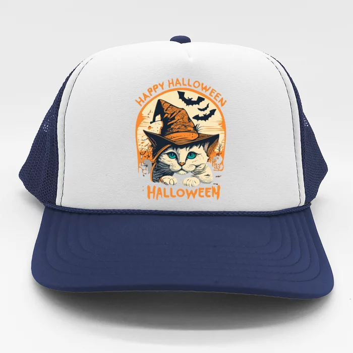 Happy Halloween Cat Trucker Hat