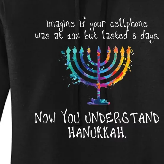 Happy Hanukkah Chanukah - Cellphone Meme - Funny Jewish Gifts Women's Pullover Hoodie