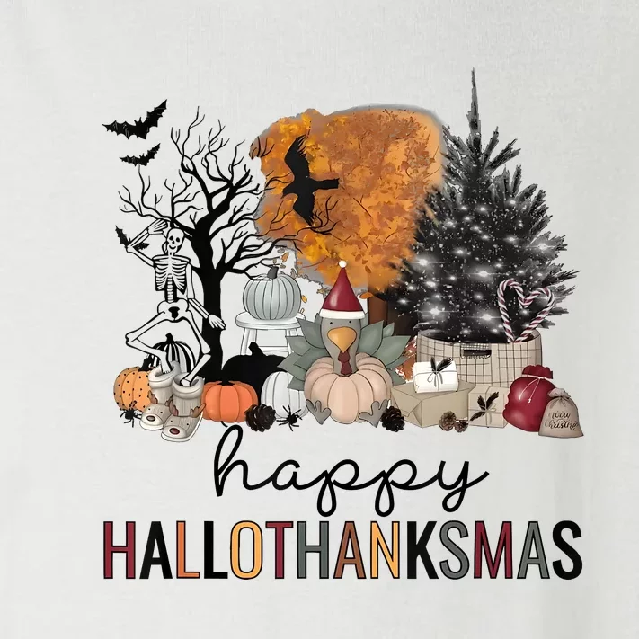 Happy Hallothanksmas Coffee Halloween Thanksgiving Christmas Toddler Long Sleeve Shirt