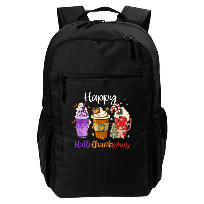 Happy Hallothanksmas Coffee Latte Halloween Thanksgiving Daily Commute Backpack