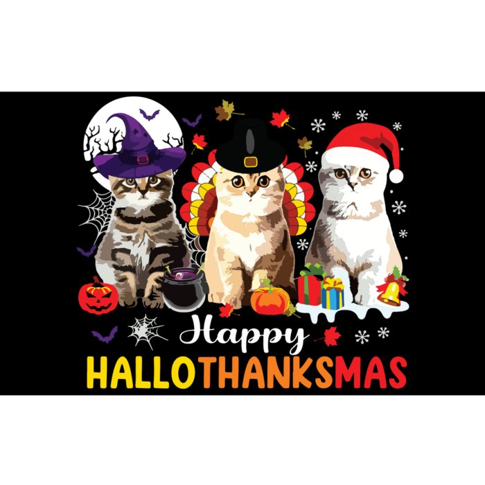 Happy Hallothanksmas Cats Halloween Thanksgiving Christmas Bumper Sticker