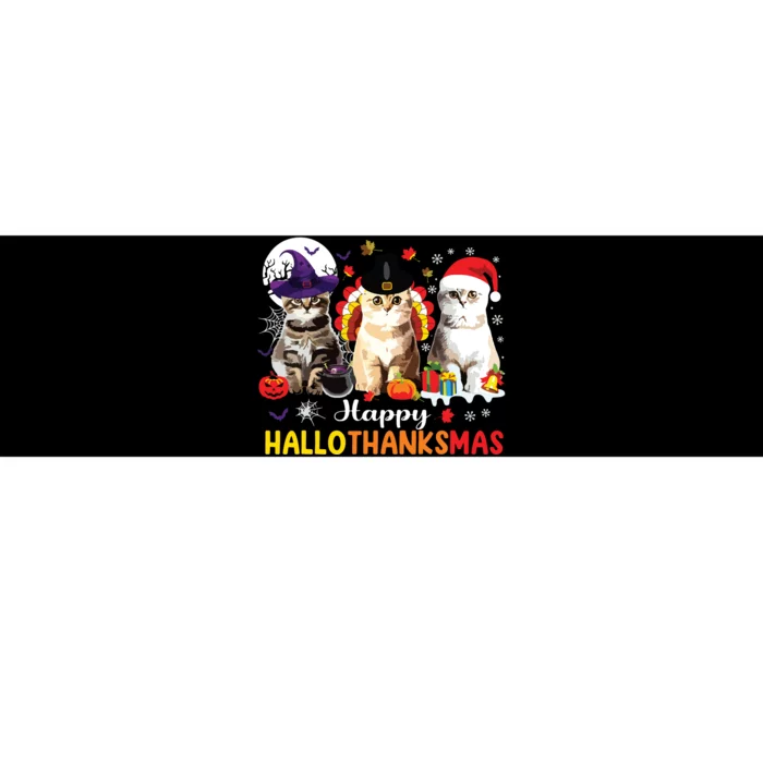 Happy Hallothanksmas Cats Halloween Thanksgiving Christmas Bumper Sticker