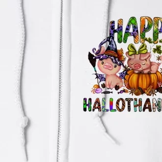 Happy Hallothanksmas Cute Pig Farm Animals Farmer Pig Lover Full Zip Hoodie