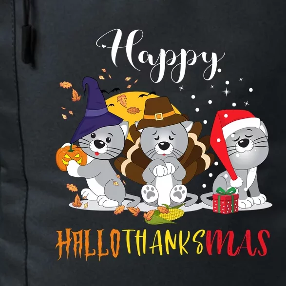 Happy Hallothanksmas Cats Halloween Christmas Thanksgiving Cool Gift Daily Commute Backpack