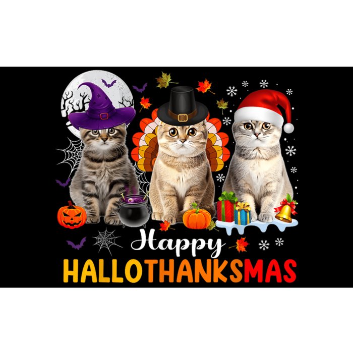 Happy Hallothanksmas Cats Halloween Thanksgiving Christmas Bumper Sticker