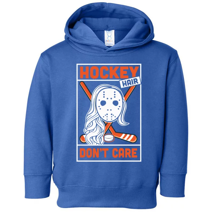 Hockey Hair Dont Care Ice Hockey Vintage Gift Gift Toddler Hoodie