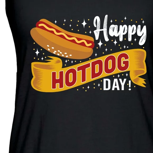 Happy Hot Dog Day Ladies Essential Flowy Tank