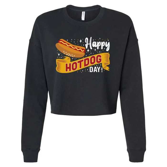 Happy Hot Dog Day Cropped Pullover Crew