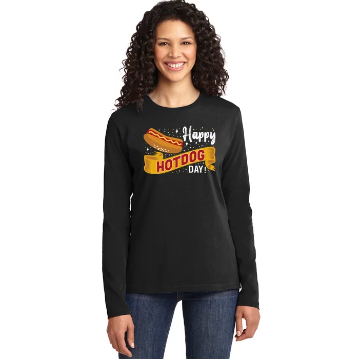 Happy Hot Dog Day Ladies Long Sleeve Shirt