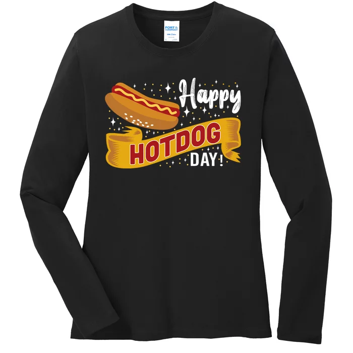 Happy Hot Dog Day Ladies Long Sleeve Shirt