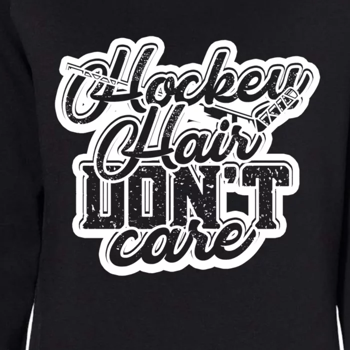 Hockey Hair Dont Care And Long Natural Hair Funny Gift Womens California Wash Sweatshirt