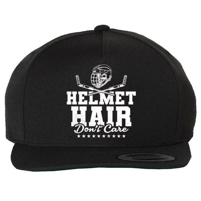 Helmet Hair Dont Care Hockey Gift Wool Snapback Cap