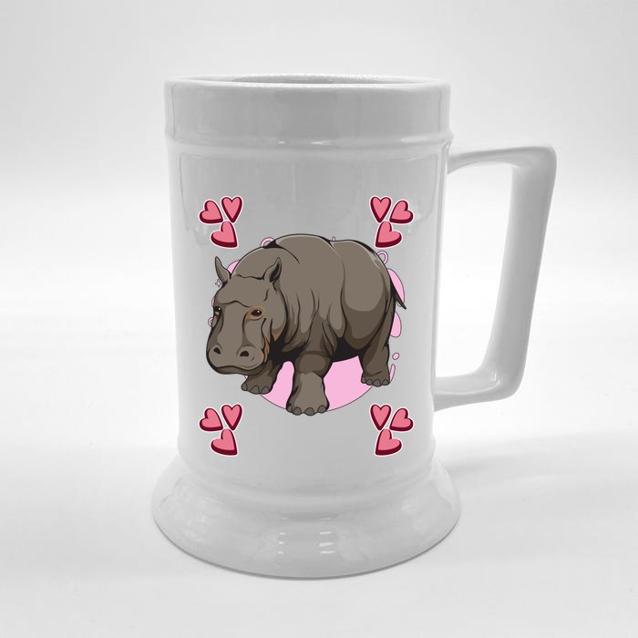 Hippo Heart Design Hippopotamus Stuff Hippos Gift Front & Back Beer Stein