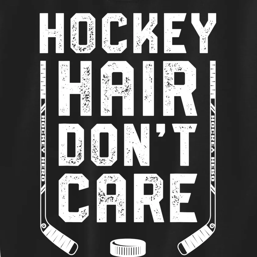 Hockey Hair Don't Care Women Girls Ice Puck Player TShirt Kids Sweatshirt