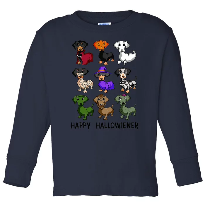 Happy Hallowiener Dachshund Halloween Funny Gift Cool Gift Toddler Long Sleeve Shirt