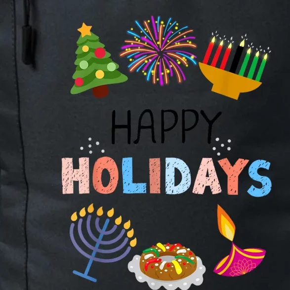 Happy Holidays Diwali Kwanzaa Hanukkah Christmas Daily Commute Backpack