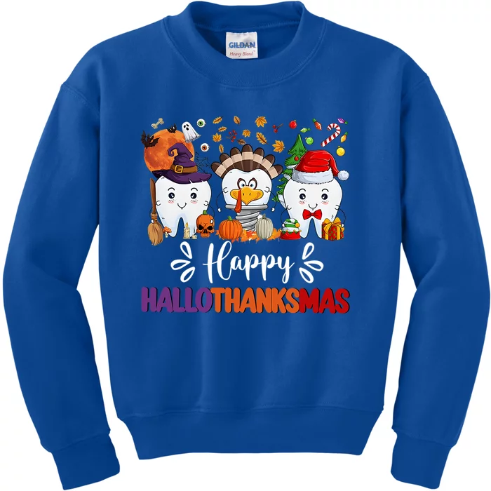 Happy Hallothanksmas Dental Boo Crew Dentist Assistant Gift Kids Sweatshirt