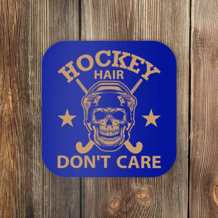 Hockey Hair Dont Care Ice Hockey Gift Winter Sports Vintage Gift Coaster