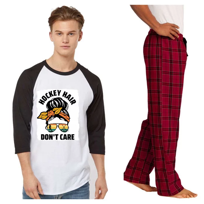 Hockey Hair Dont Care Player Field Hockey Gift Raglan Sleeve Pajama Set