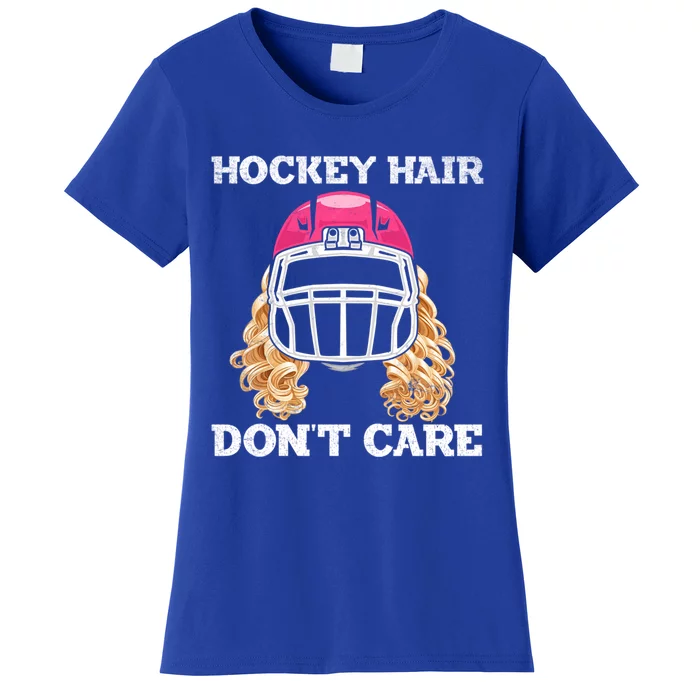 Hockey Hair Dont Care Ice Puck Player Gift Women's T-Shirt