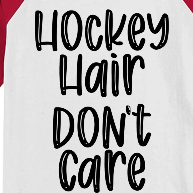 Hockey Hair Dont Care Hockey Player Gift Kids Colorblock Raglan Jersey