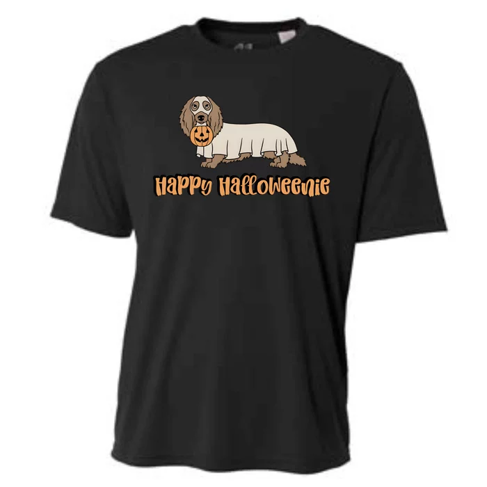 Happy Halloweenie Dachshund Ghost Funny Dog Lover Cooling Performance Crew T-Shirt