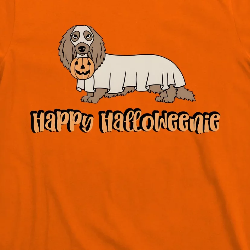 Happy Halloweenie Dachshund Ghost Funny Dog Lover T-Shirt