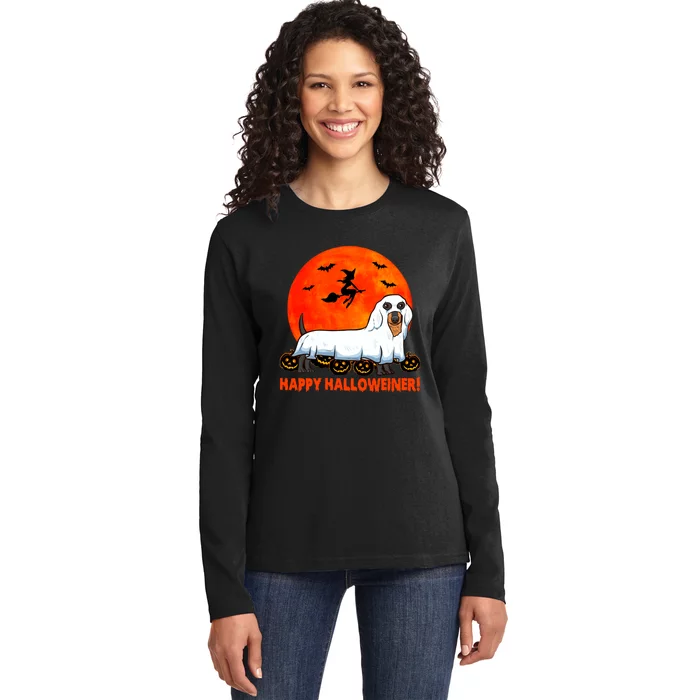 Happy Halloweiner Dachshund Halloween Costume Ladies Long Sleeve Shirt