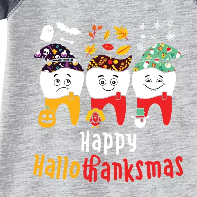 Happy Hallothanksmas Dental Halloween Thanksgiving Christmas Infant Baby Jersey Bodysuit