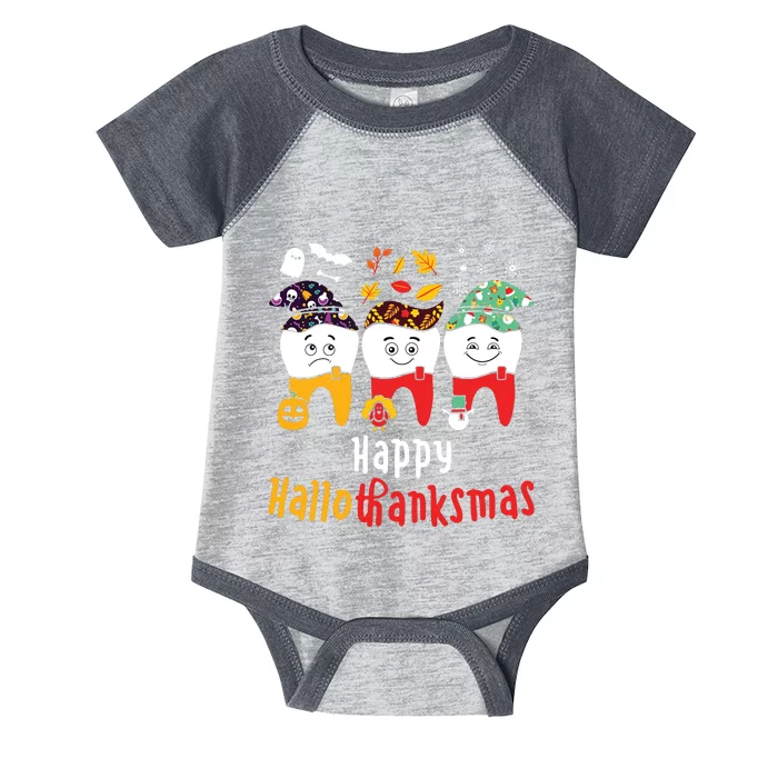 Happy Hallothanksmas Dental Halloween Thanksgiving Christmas Infant Baby Jersey Bodysuit