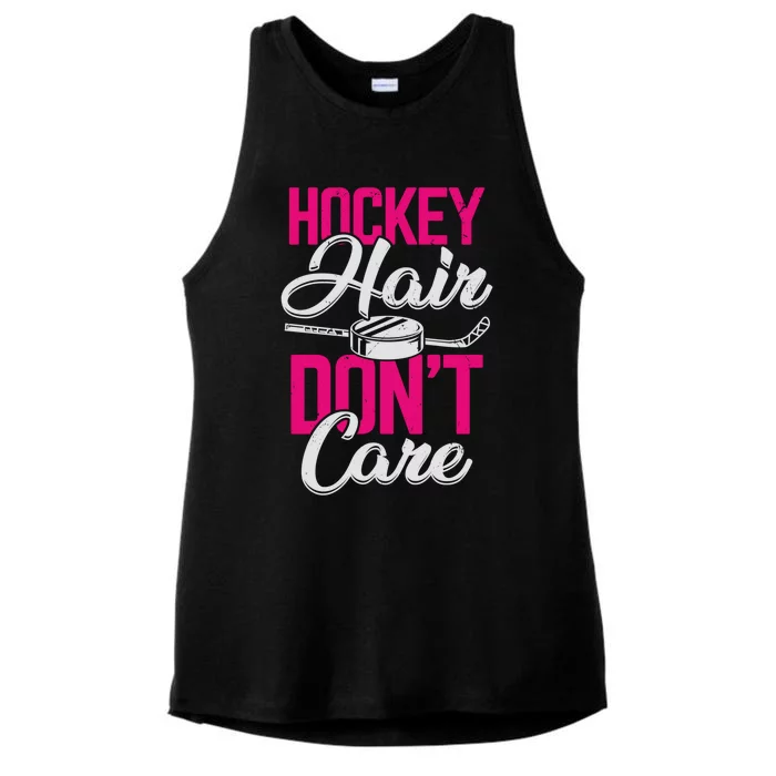 Hockey Hair Dont Care Design Ice Hockey Gift Ladies Tri-Blend Wicking Tank