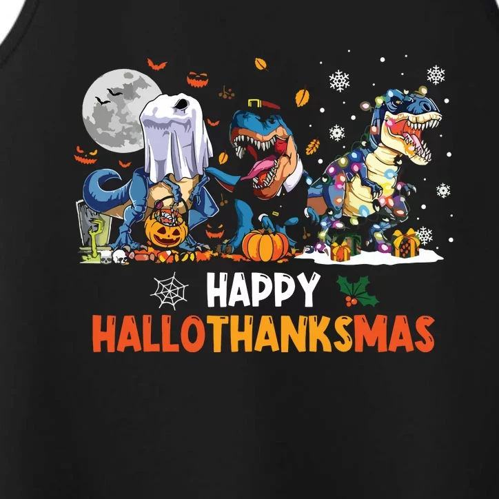 Happy Hallothanksmas Dinosaur Funny Hallothanksmas Party Performance Tank