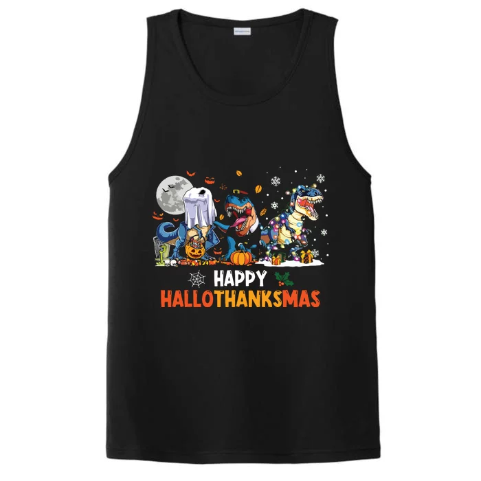 Happy Hallothanksmas Dinosaur Funny Hallothanksmas Party Performance Tank